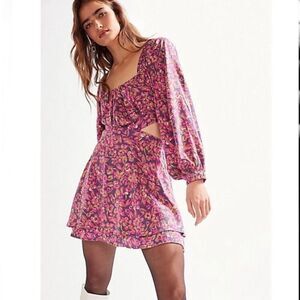 Free People Jael Printed Mini Dress size S